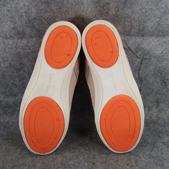 Calvin Klein Shoes Womens 7.5 Fashion Sneaker Flats Nia Drawstring Beige Orange - Picture 10 of 13
